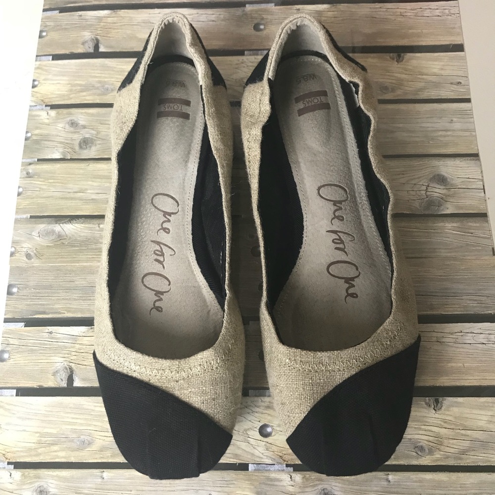 TOMS Ballet Flats Cream & Black